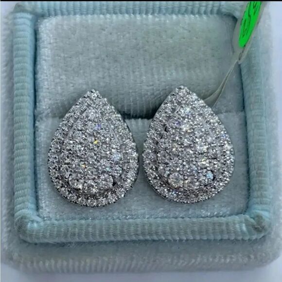 Tear Drop Pear Diamond Earrings - Picture 1 of 6